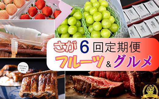 【定期便セット】佐賀のフルーツ&グルメ定期便 年6回(いちご、海苔、いか姿造り、シャインマスカット、うなぎ、佐賀牛ヒレ シャトーブリアン)