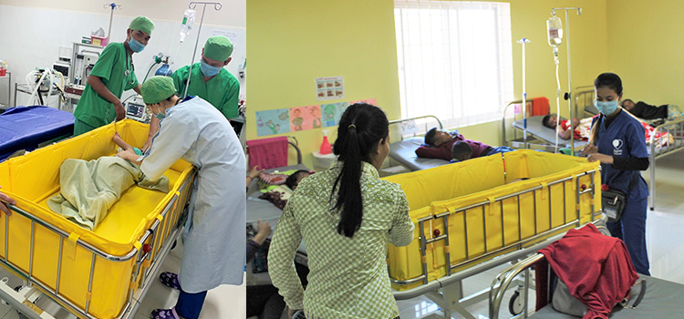 第一生命カンボジア様より、ジャパンハートこども医療センターへ 小児患者さん用モニターとストレッチャー、手術費用をご寄付頂きました。